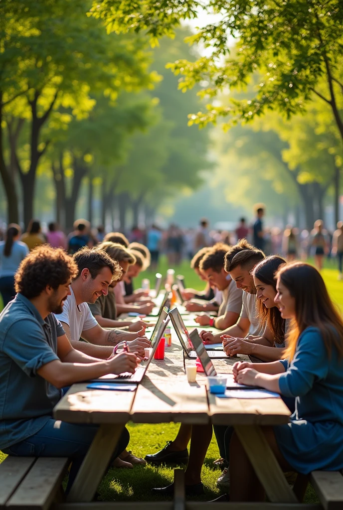 (photorealism:1.2), the scene that showing the day that beautiful, good and productively of many people, real event of many people a realistic one