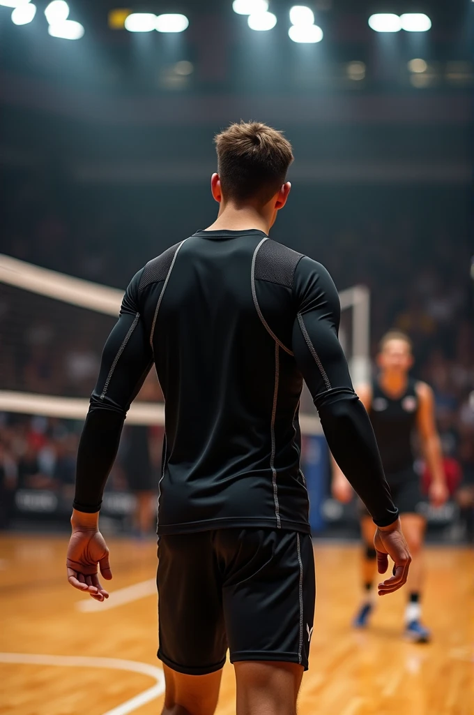 Create an all-black men's volleyball uniform
