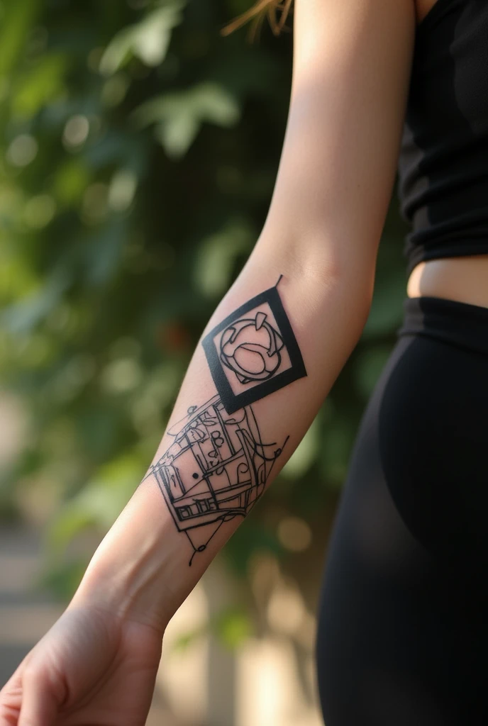 Arm with a small tattoo in the blackwork style