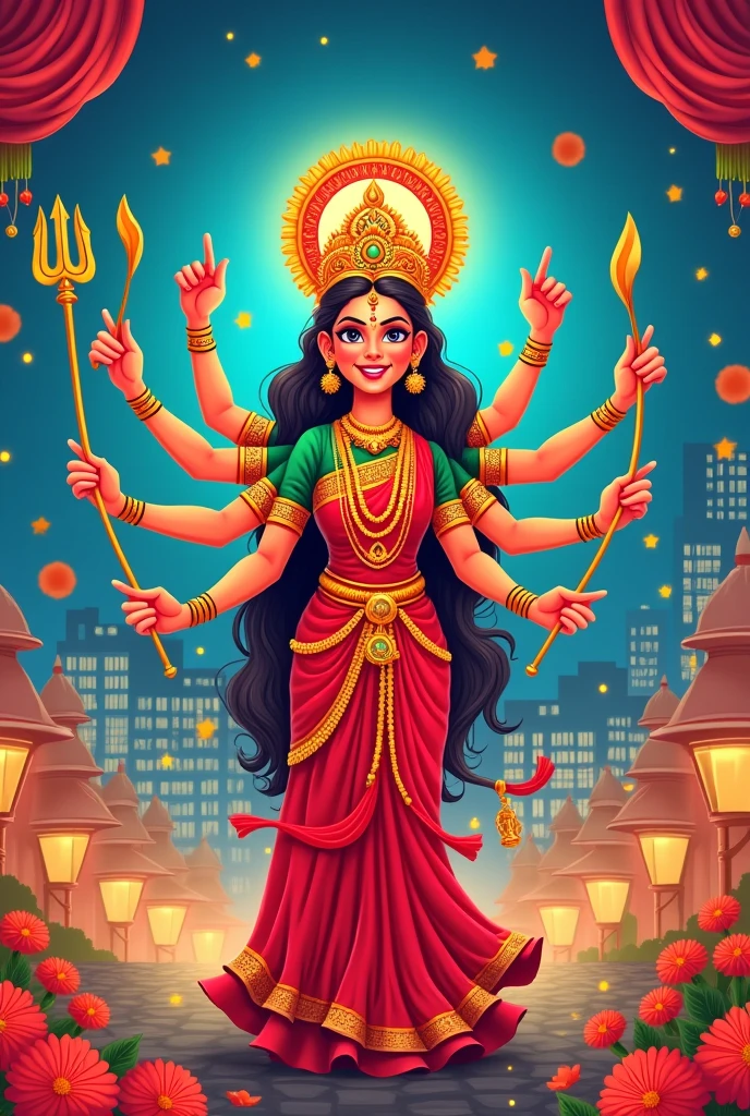 Imagine cartoon postar happy druga puja
 