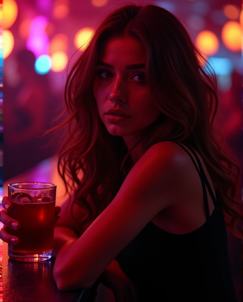 The woman drank a drink laced with aphrodisiac in the nightclub. The drug is now taking effect, the alcohol is hitting her hard. She is burning with lust. High.  She just want to find a man quickly to release all the lust in her body..