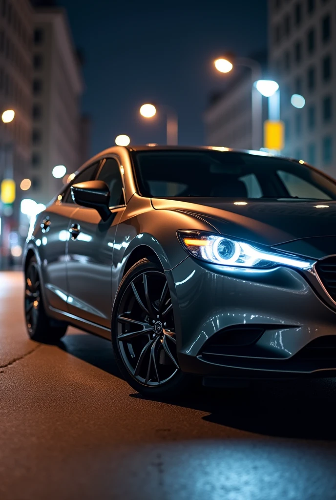 Dark gray Mazda 6, 20 inch wheels" and short shock absorbers