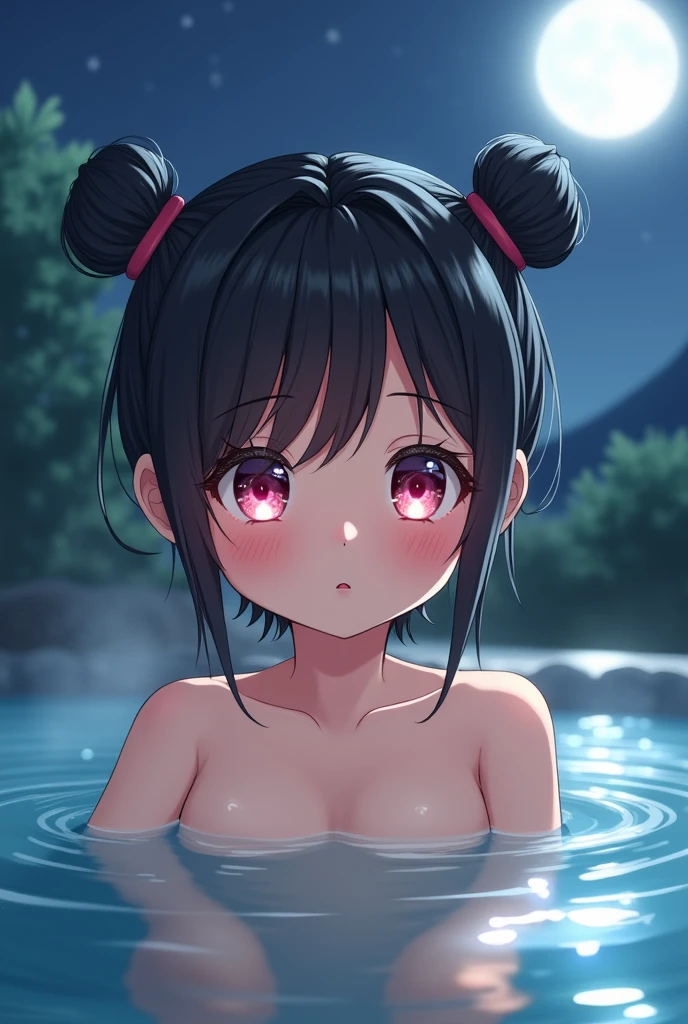 cute,((())),((少し with extremely cute and beautiful Black Hair)),(Baby Face), (Round face),Small underbust,
(((Flat Chest))),(((Black Hair:1.5,Chiban,Double bun hair,Inner hair color,Ear breathing))),((Heterochromia iridis:1.5, (pink_eye and gold_eye))),Complex eyes,beautiful detailed eyes,symmetrical eyes,big eyes:1.5,(((Shiny肌:1.5,Light Skin: 1.5,Sunburned skin,Glowing Skin,very Glowing Skin,Shiny,exaggerated Glowing Skin,Glowing Skin,Wet legs))),(Detailed body,(Detailed face)),
cute,Lewd,erotic,((Browsing Caution)),
((Wrap a small bath towel around your body)), (Wet Hair, Wet Skin) and (vapor),(((Naked under the towel))),
(Dynamic pose:1.0),Embarrassing,(Centered,Scale to fit dimensions,Three-part method),
Open-air bath,hot spring,hot springの池,Rock bath,full moon,Mountain in the background々,stream,The hot spring is vaporing,at night,scenery,extremely scenery,
(Shinyアジアの装飾品),High resolution,Sharp focus,(Super detailed,Very detailedな),(Photorealistic artwork:1.37),(Very detailed),(((Vibrant colors,Vibrant Themes))),(Complex),(masterpiece),(Highest quality),Artistic photography,(Photography by sldr),(Complex background),perfectly rendered face,Perfect facial details,Realistic Face,Photorealistic,((Complex detail)),(((realism))),