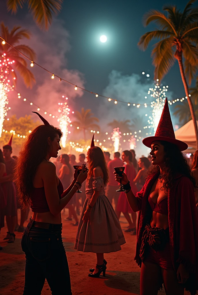 fiesta, demons, witches, alcohol, cigarettes, Costumes