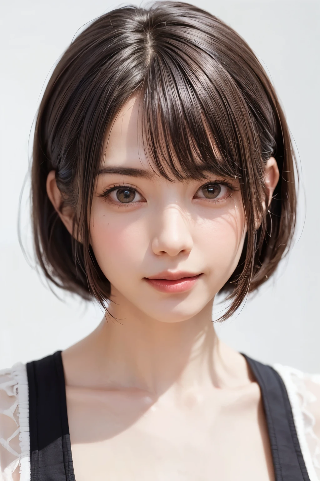 (software:1.8、masterpiece, Highest quality),1 person, alone, hyper Realistic, Realistic,Realistic, Looking at the audience, Light brown eyes:1.4,Brunette Short Bob Hair with highly detailed shiny hair, Brightly colored winter clothes, Lepangas:1.4), Outdoor, Mouth closed, Upper Body、big chest eye、eyelash、{Hugeな|big chest|Hugeなな|Mega} whole :2, chestの谷間:2、(((big chest eye、Short Bob Hair、Highlights from Students、Looking at the audience、She is very beautiful and cute、Show me your ears、Long neck、smile、Close your mouth and smile、Bangs and beautiful teeth)))、Ideal body type、(Nothing is drawn、A very beautiful pure white background:1.6)、美しいLong neck:1.4、(({Huge|big|Hugeな|Mega} chest, chestの谷間:2、Upper Bodyは服を着ていない:1.6))、(((Portraiture:2)))、Perfect Anatomy