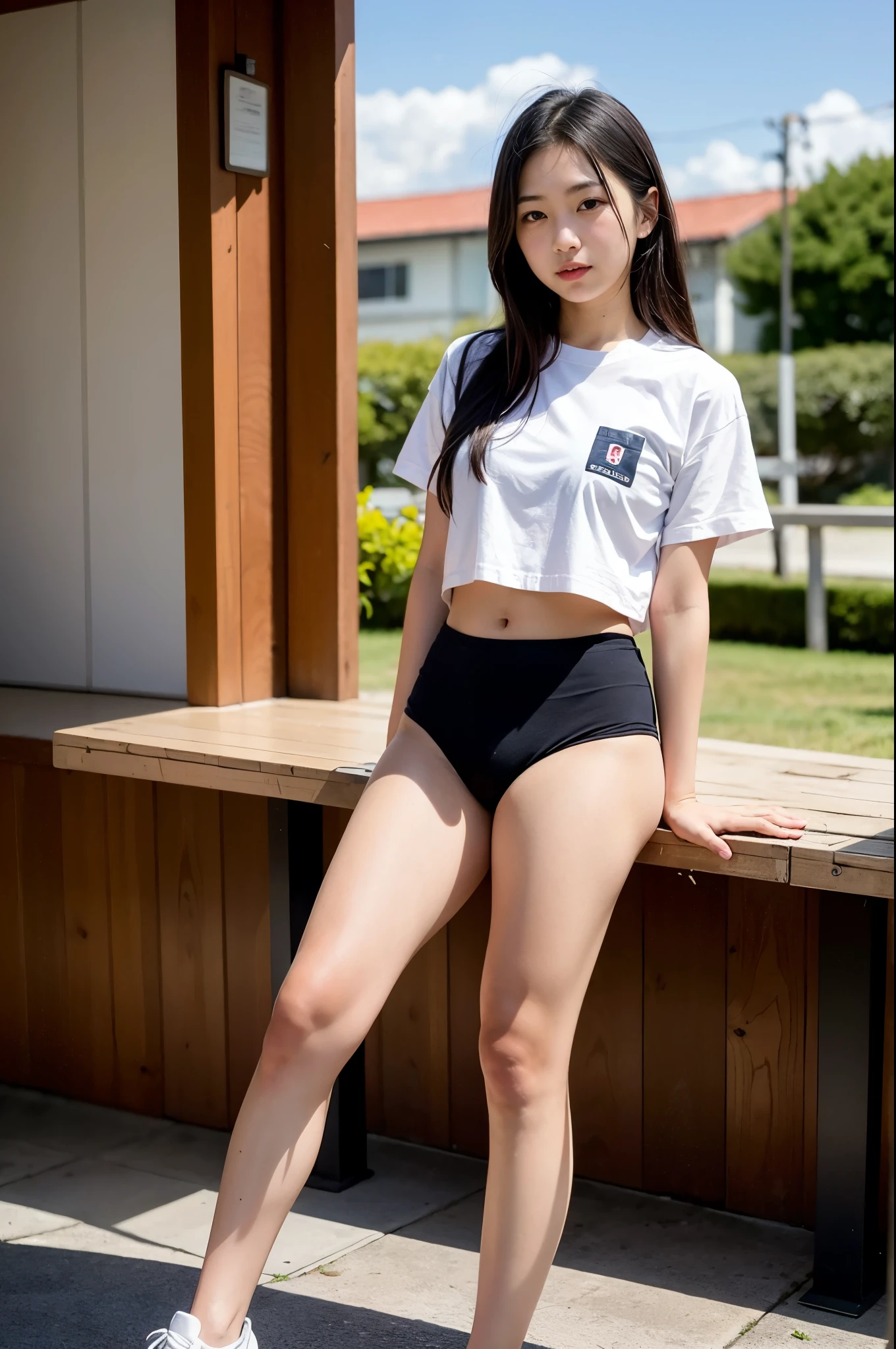Wear a sailor uniform、Japanese high school students、18-year-old female, RAW shooting, (realism: 1.8, Realistic), High-definition CG integrated 8K wallpaper, one person's, Looking into the camera, ((high qualityスキン: 1.8, Glowing Skin)), 8K Ultra HD,Soft lighting, high quality,(Professional Lighting: 1.6), (((White cotton panties))),Japanese women, From the ankles to the whole body,Shot looking up from your feet, height: 160cm, Weight 50kg