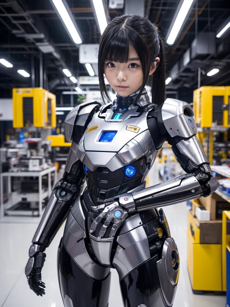 masterpiece, Highest quality, Very detailed, Japanese Android girl,Plump,Slightly thicker,Control panel,robot arms,robot,Android,cyborg,Blunt bangs,robot repair plant,Fighter cockpit,Bodysuits,Harness Belt,headset