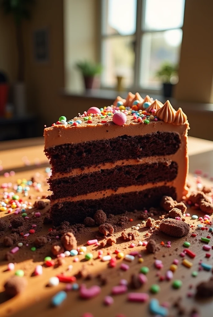 
cake crushed in million pieces 