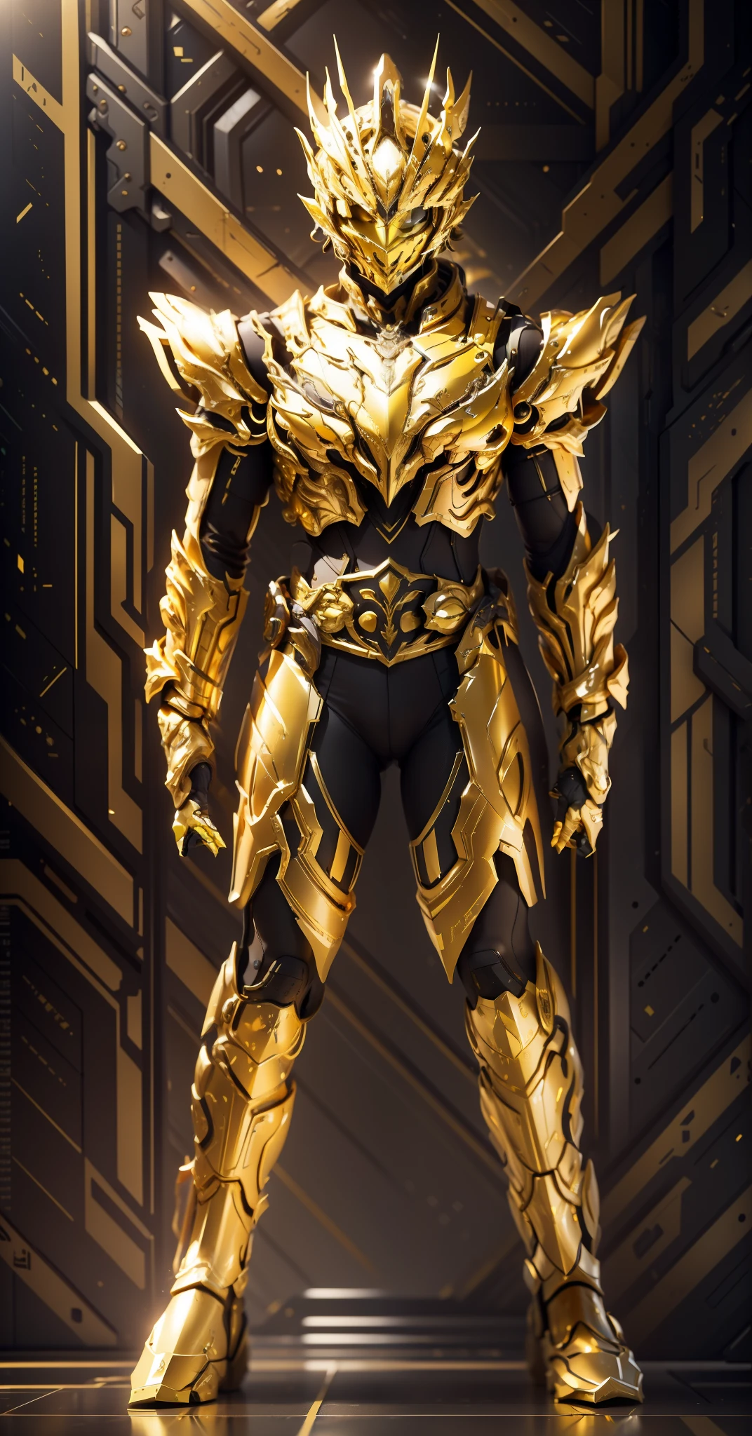 Keep the original image,No changes allowed.,Keep the original image,It must be yellow, a bright yellow,is the main color tone,,some,golden,golden(Make sure its armor texture matches the texture of the armor)
