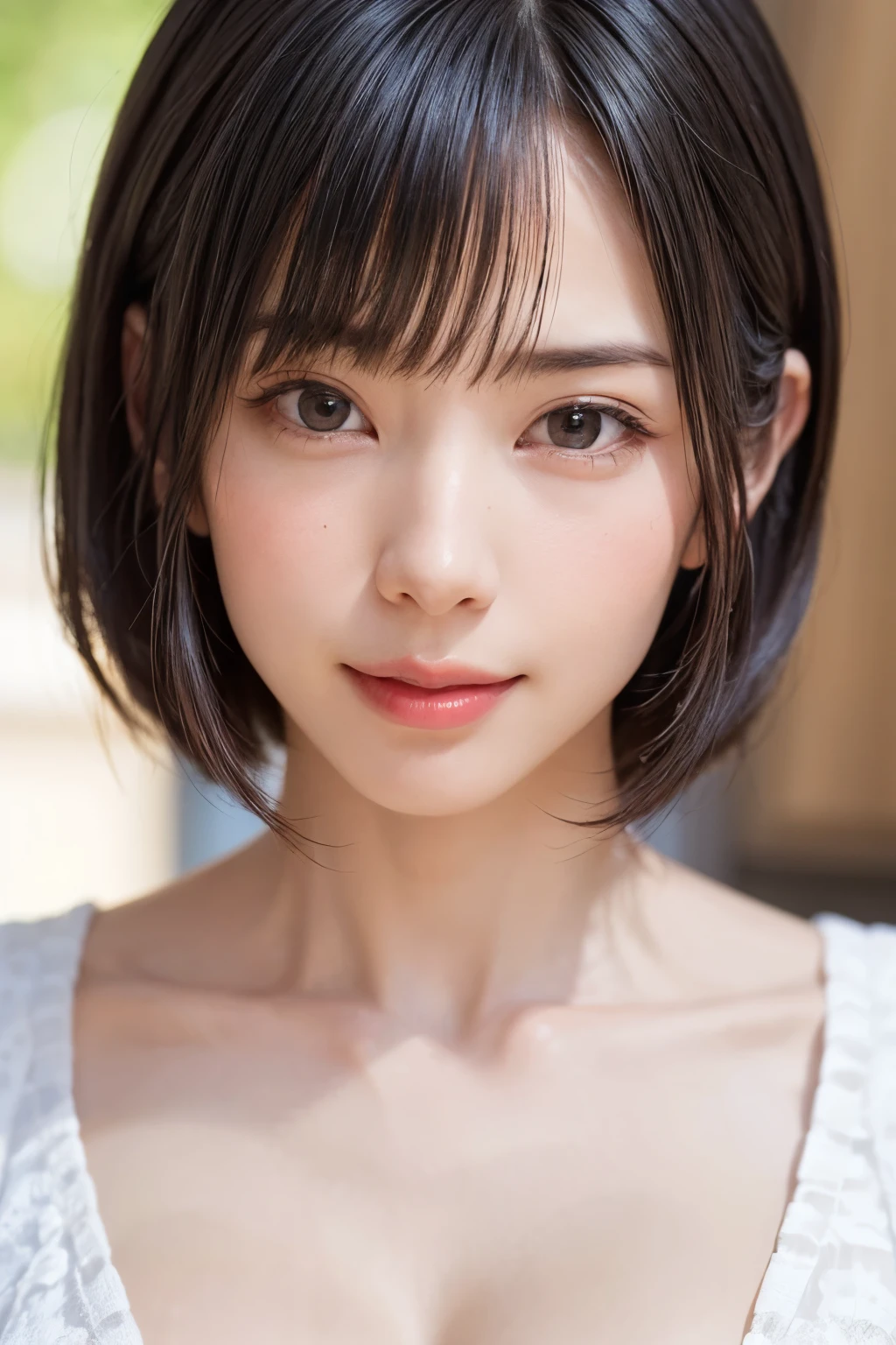 (software:1.8、masterpiece, Highest quality),1 person, alone, hyper Realistic, Realistic,Realistic, Looking at the audience, Light brown eyes:1.4,Brunette Short Bob Hair with highly detailed shiny hair, Brightly colored winter clothes, Lepangas:1.4), Outdoor, Mouth closed, Upper Body、big chest eye、eyelash、{Hugeな|big chest|Hugeなな|Mega} whole :2, chestの谷間:2、(((big chest eye、Short Bob Hair、Highlights from Students、Looking at the audience、She is very beautiful and cute、Show me your ears、Long neck、smile、Close your mouth and smile、Bangs and beautiful teeth)))、Ideal body type、（Nothing is drawn、A very beautiful pure white background:1.6）、美しいLong neck:1.4、(({Huge|big|Hugeな|Mega} chest, chestの谷間:2、Upper Bodyは服を着ていない:1.6))、(((Portraiture:2)))、Perfect ???????