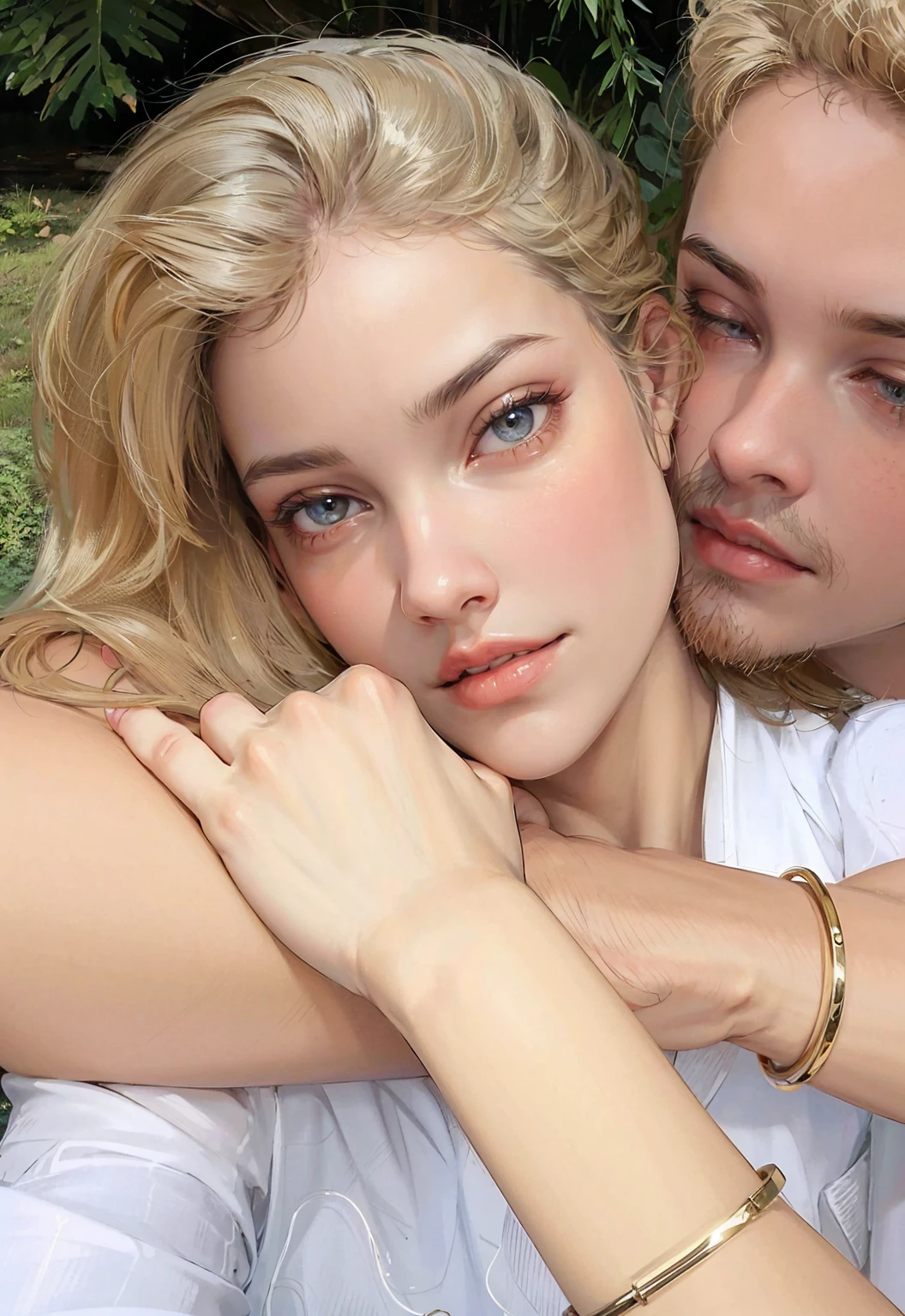 beautiful girl, blond hair b, wavy fur, greek goddess, beautiful eyes and perfect nose, soft skin, soft fur, Model, perfect girl,beautiful woman , (masterpiece),((ultra detailed)), (highly detailed CG illustration),(expressionless), (Best Quality:1.2),(1 girl:1.2),high quality texture, intricate details, detailed texture, a realistic representation of the face and person, detailed beautiful delicate face, Beautiful and delicate detailed eyes., pupil of the eye a face of perfect proportions, depth of field, perspective,20 years, thin face, (large eyes:1.2),blush,bright lips, perfect body, Skinny body, (narrow waist:1.3), big chest, distinct_Image, (shiny and pale skin), Focus on face , (blond hair blanco ), (beautiful finely detailed eyes and detailed face), (for white ), contrast 