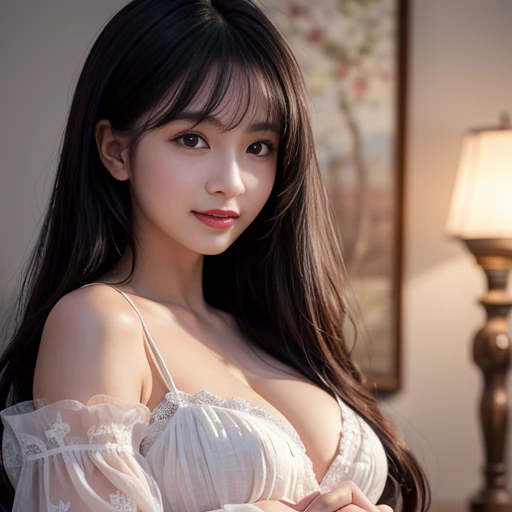 best quality, Delicate face,beautiful visual work, lifelike, eternity, black hair, Smile, Detailed Background, Delicate face,blush,cold,((masterpiece))、(top quality)、8k、high detail、Super detailed,31-year-old female, masterpiece、born、Scenes resembling fairy tale illustrations、intricate details和複雜的設計、Beautifully、magic、capricious、 Beautifully、Dream aesthetics、「𝓡𝓸𝓶𝓪𝓷𝓽𝓲𝓬、ethereal、charming、fickle、magic」、realism、Visual effects、FXAA、SSAO、Shader、voiceless、ambient lighting、Tone mapping、High resolution、Ultra high quality、Million pixels、(8K resolution:1.10)、8k、8k以下、8K resolution、high detail、intricate details, (high quality:1.2、masterpiece:1.2、:1.21)、(31-year-old female:1.21)、(興奮地Smile)、(Surrounded by a dreamy atmosphere、full-body shot,Normal 2 feet,Put your hands behind you, H cup chest, The clothing reveals the prominent part of the breasts.,Don't show your fingers, full-body shot,arms behind back, side view, side angle, side view photo, side angle shot,side view, side view, side view,Side angle, Side angle, in the Disneyland Park, long skirt,Twin tails tied with a bow。Wearing Hanfu,紗質long skirt
