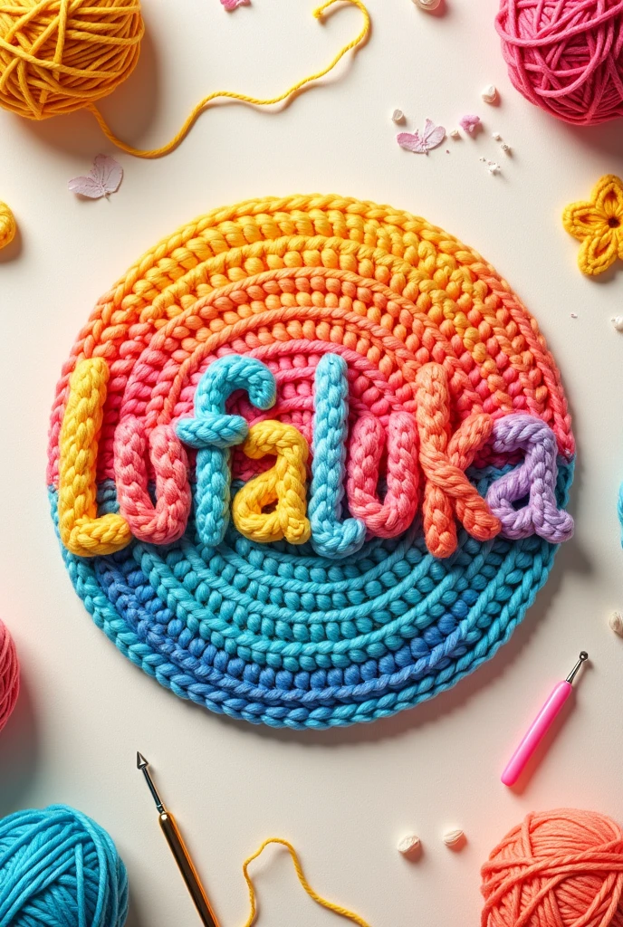 A logo design with the name LufaLuka written in crochet,