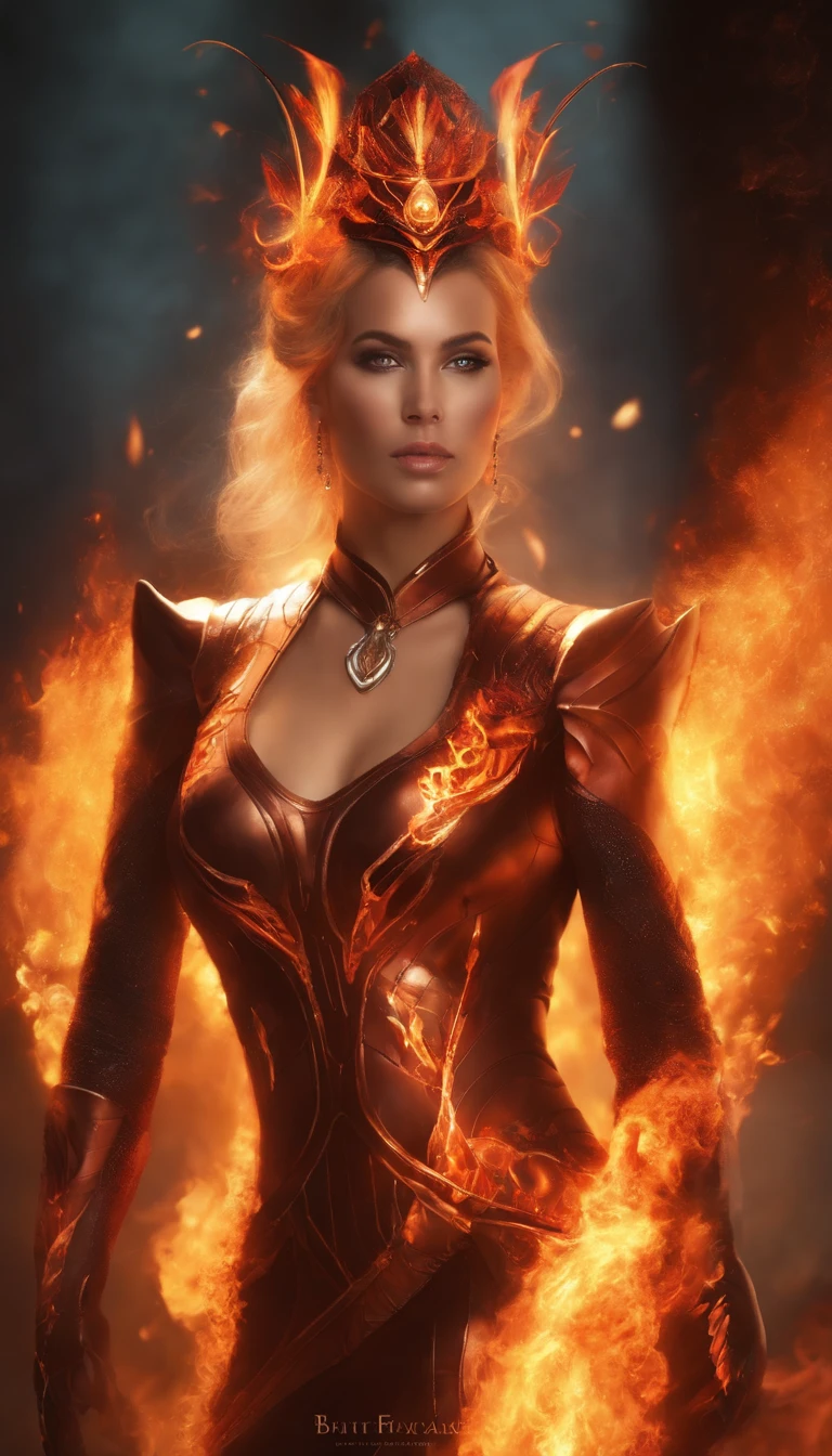 an image of a lady with fire coming out of her body, the butterfly goddess of fire, appears as the fire goddess, fire elemental, lava and fire goddess, evil steampunk pyromancer woman, cybernetic flame armor, goddess of fire, the fire goddess, an concept art of the tau queen, the fire queen, of a beautiful female warframe