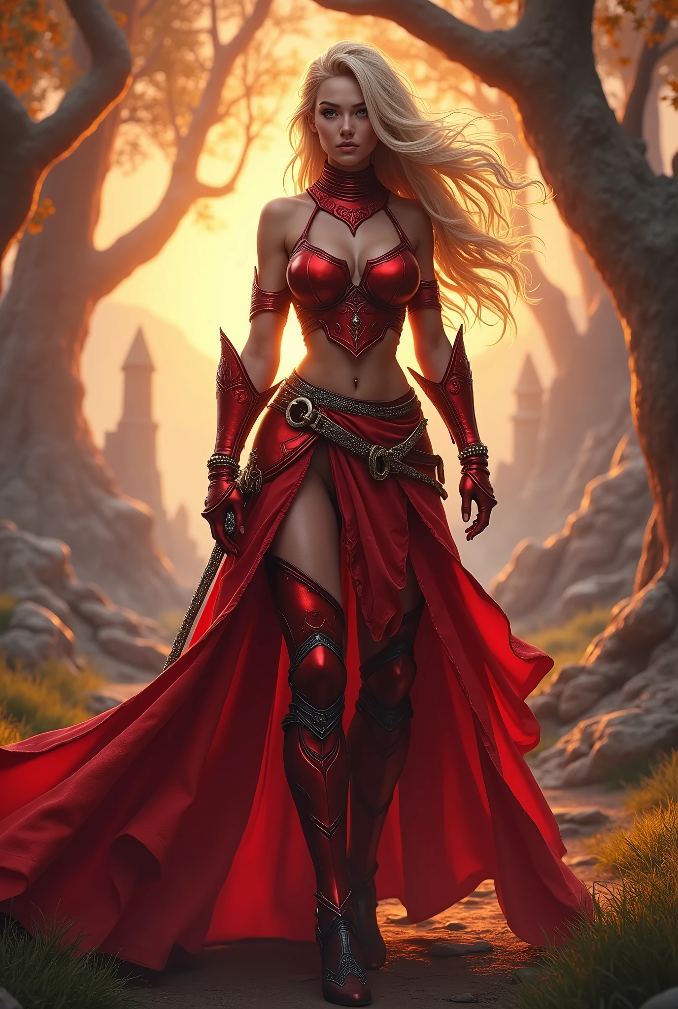 (masterpiece, photorealistic:1.4, extremely intricate:1.3), (photon mapping, radiosity, physically based rendering, ultra resolution, hyper-realistic, photorealistic:1.4, hyper-realistic, 8K), World of Warcraft (((blonde buxom human))) red rogue