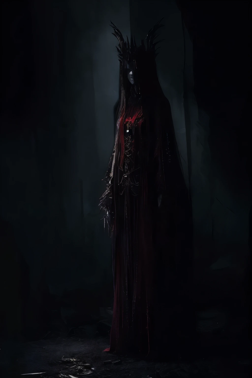 a woman in a red dress standing in a dark room, diablo 4 queen, the witch queen, diablo 4 lilith, a still of an ethereal, dark cinematic concept art, from witcher (2021), still from a fantasy movie, cinematic goddess shot, bloodborne monster, dark sorceress, dark sorceress full view, scary queen of death, horror, creepy
