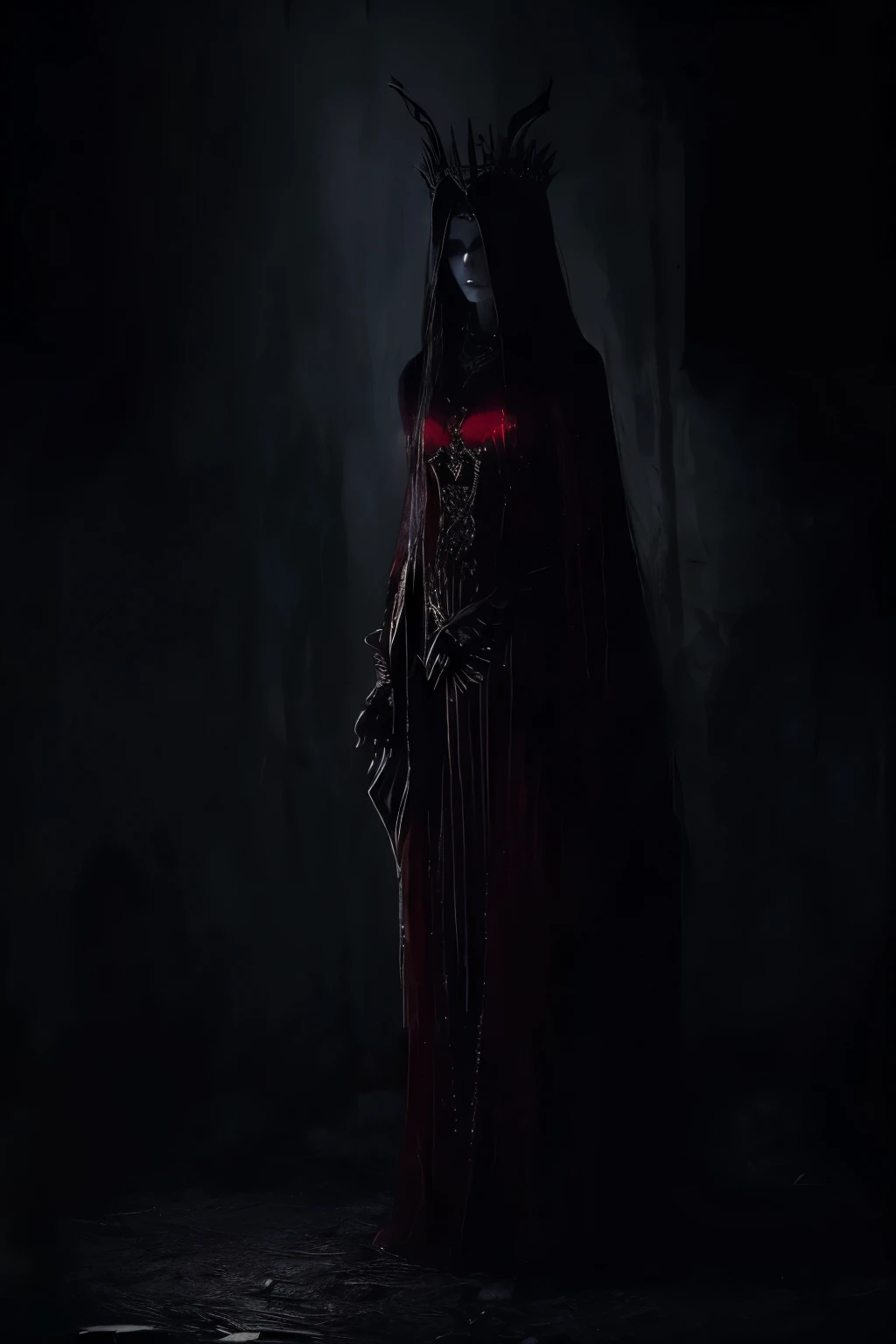 a woman in a red dress standing in a dark room, diablo 4 queen, the witch queen, diablo 4 lilith, a still of an ethereal, dark cinematic concept art, from witcher (2021), still from a fantasy movie, cinematic goddess shot, bloodborne monster, dark sorceress, dark sorceress full view, scary queen of death, horror, creepy