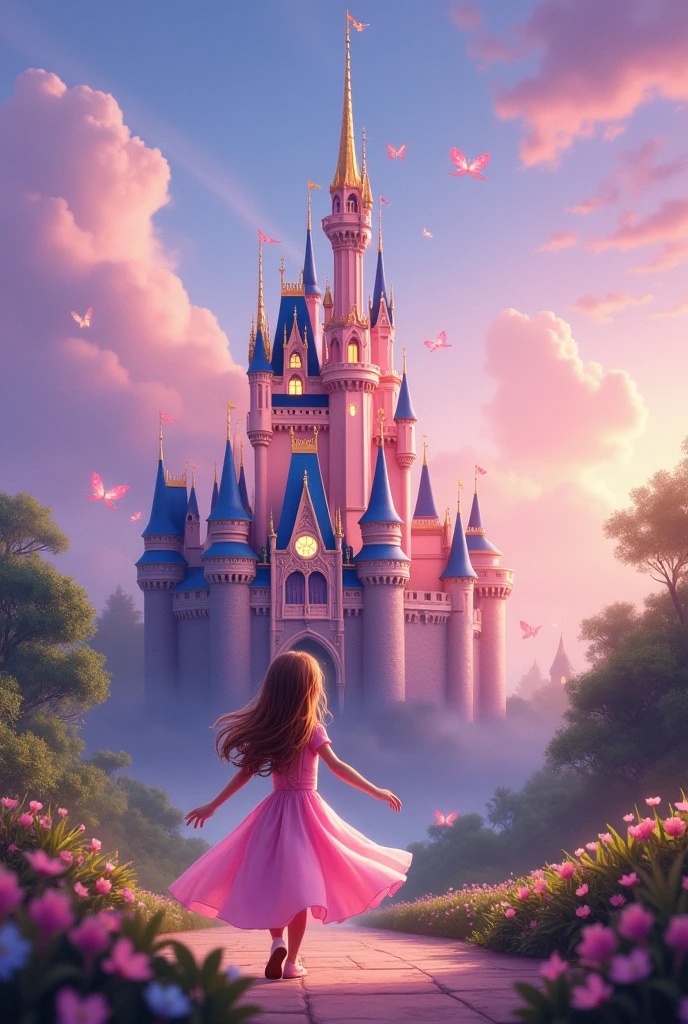 pink,Aesthetic。Disney Castle