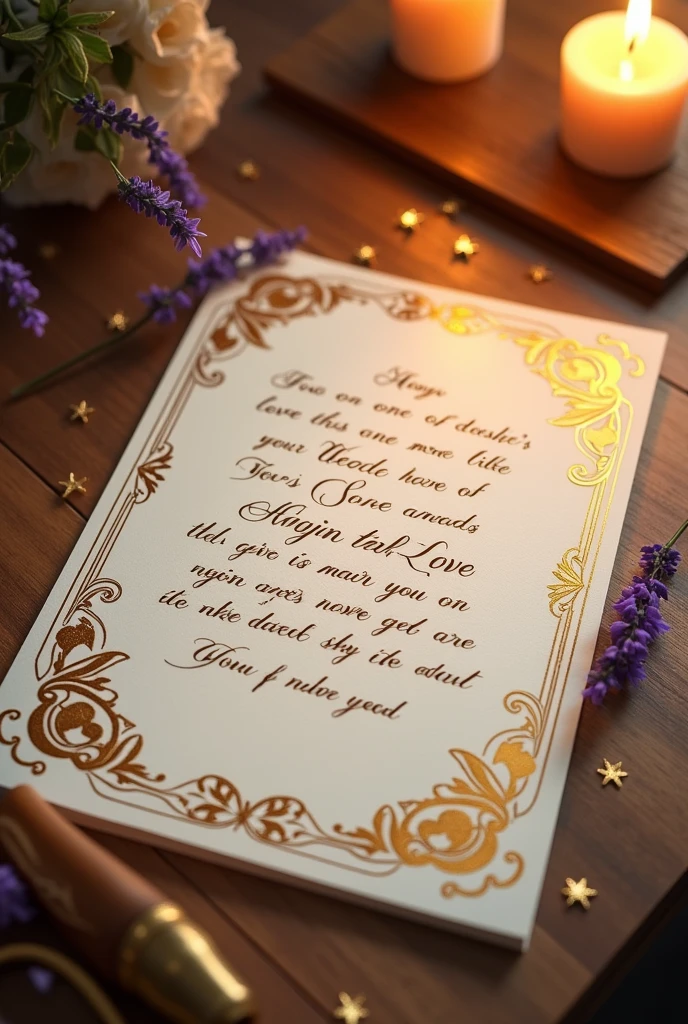 create happy anniversary letter with gold in Spanish