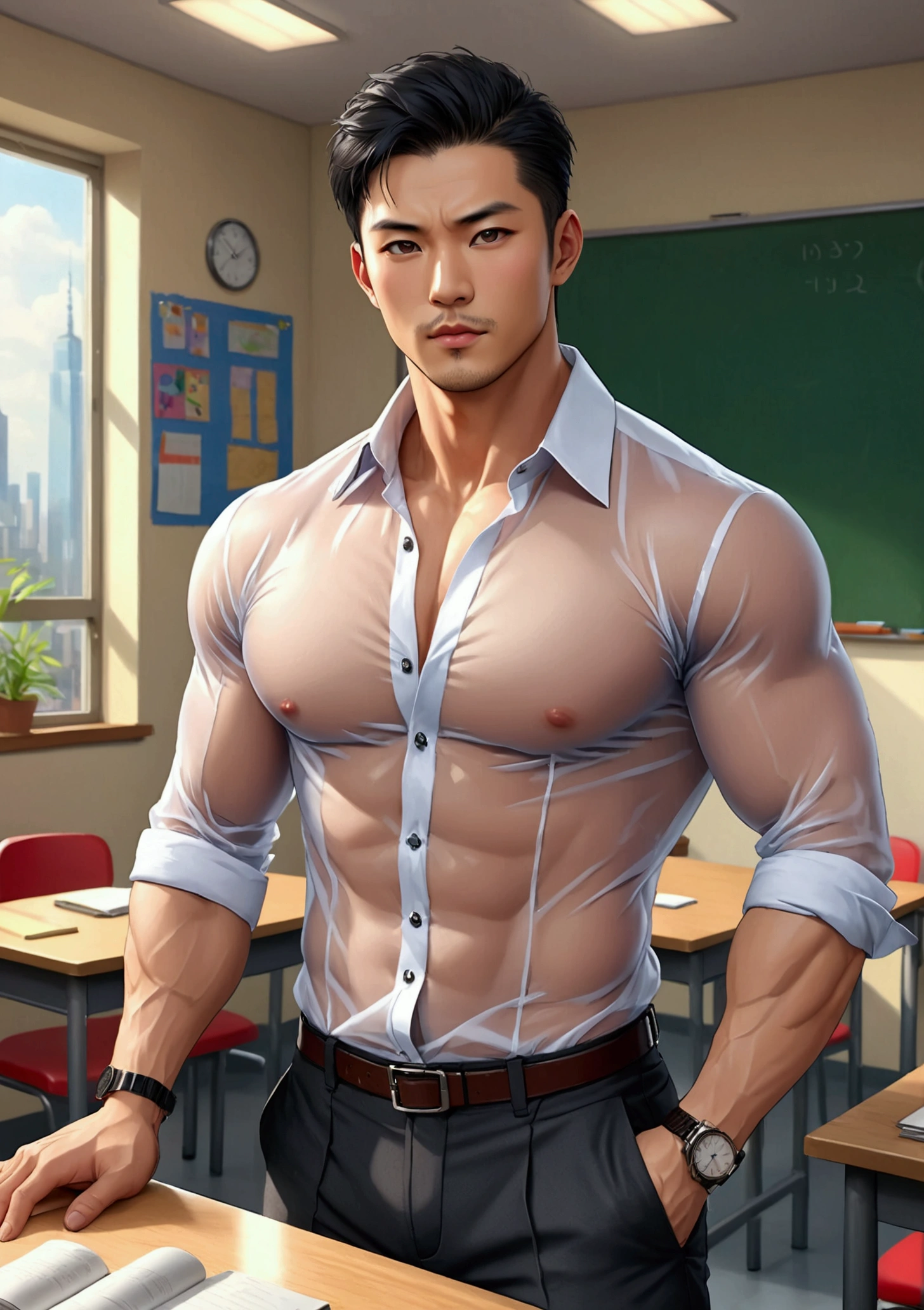 2 young handsome Chinese  guy cuddle，naked, hug, romantic, 20yr old，school teacher ，wearing glasses ，classroom ，The dick is handsome，musculous, strong sport body, muscular hairy bodies， dark skin, manly  Sexy teacher （Fine eye 1：3）Seduce, Sex Appeals, Alafard man shirtless carrying a backpack, muscular body, handsome, manly, inspirite by Zhang Han, Cai Xukun, Kim Do-young, Inspired by Bian Shoumin, Inspired by Xiao Yuncong, yihao ren, yanjun cheng, jinyiwei, inspired by Huang Gongwang, xintong chen, Li Xian, Wang yi bao,  bare big chest abs, naked chest,  naked butts, nice correctly  shape dick, Super long big fat dick masturbate , wearing nothing ,  Black eyes, look at the camera，full bodyesbian, cuff the hands,  