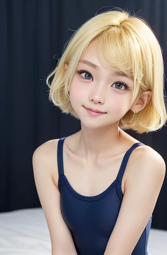 (()),armpits,Create a photo of a korean Asian teenager,((beautiful cute idol girl:1.5)), ((blonde hair:1.5)),,narrow eyes:1.5,slim face,slim neck,((thinbody:1.5)),white tite tanktop,((rasping)),((frat chest)),((clavicle)),((ribs)),((Narrow eyes:1.5))、((Narrow eyes:1.5))、(Thin arms)、(Thin neck)、(Thin lips)、Smile、Beautiful armpits:1.5,Sticking out a long tongue、Open your mouth、Cute expression、Hairless、((slimarms:1.5)),small face:1.4,(Navy blue new school swimsuit:1.5),