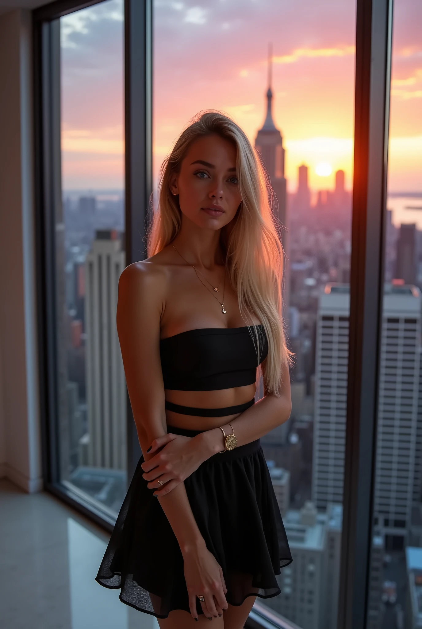 Beautiful 24 year old blonde girl with blue eyes and big breasts in a New York skyscraper in a very modern room that looks like New York
extremely detailed, realistic, photorealistic, high quality, 4k, 8k, masterpiece, ultra detailed, vivid colors, HDR, studio lighting, sharp focus, physical representation, professional portrait