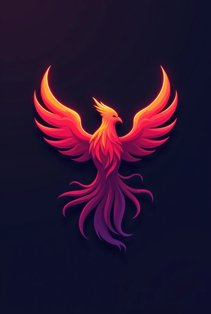 Logo for a name of PhoenixCore. The color should be red or purple. Make it small to fit the discord server logo or to be simple let just say squre and maybe put the text PhoenixCore in the logo. I want to be like a bird. I want the color to be bright so can you upgrade the saturation. This one is good but can you remove the red square