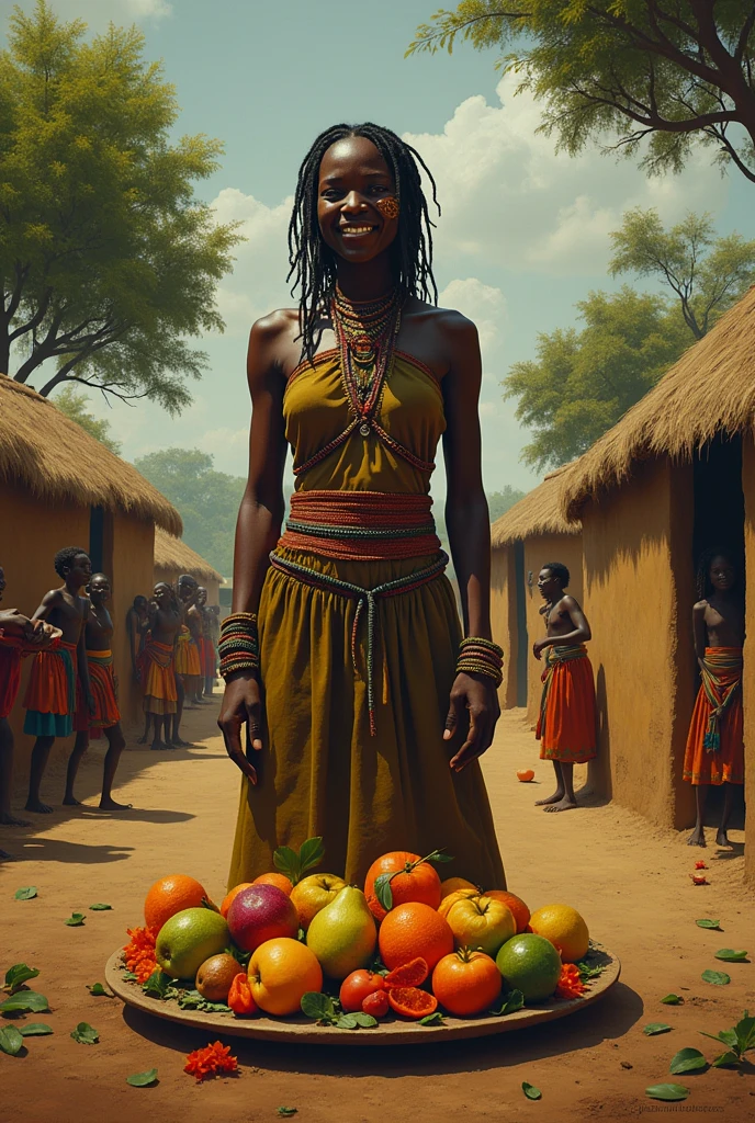 Une femme africaine mange toute les enfants de village