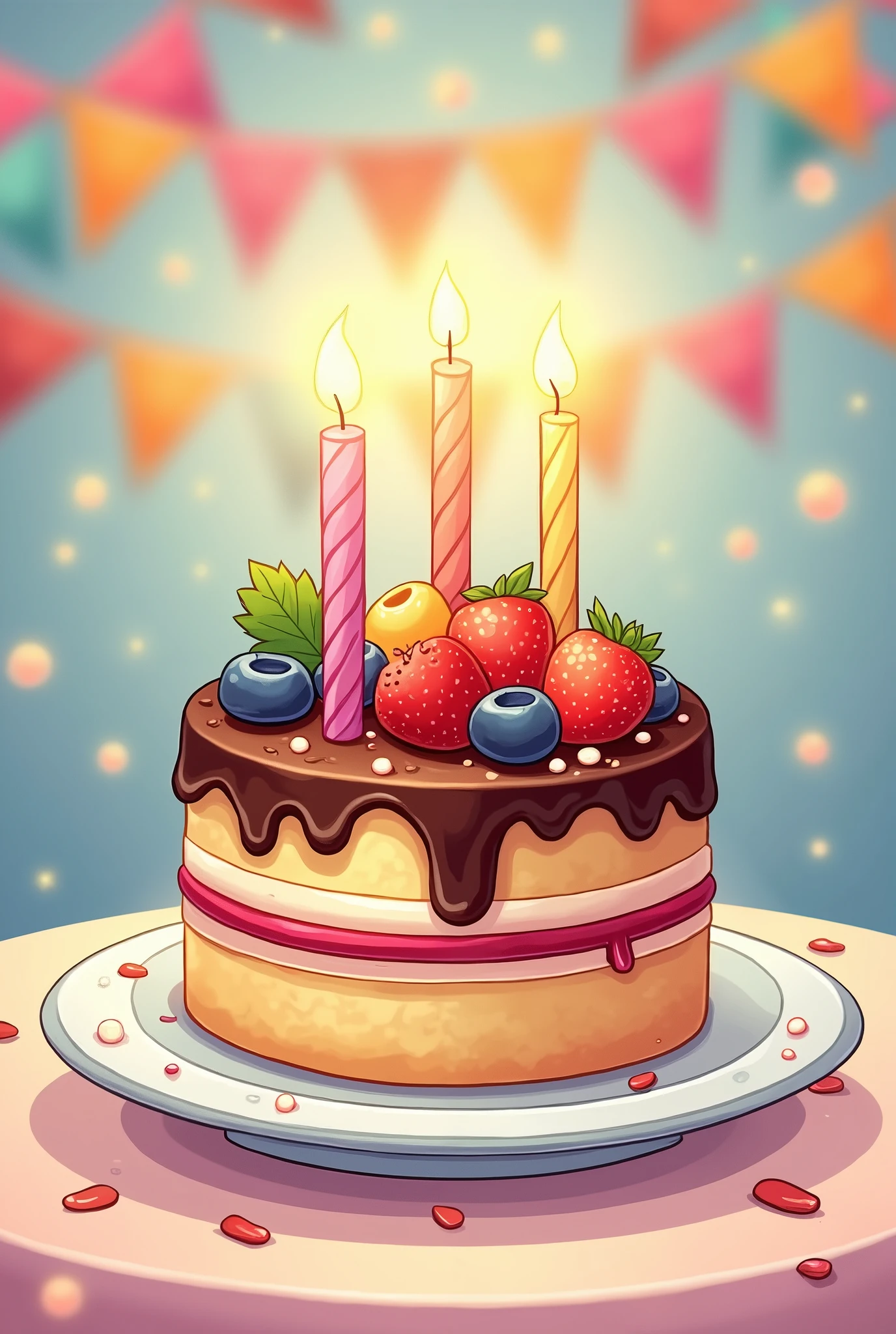 Line stamp、Delicious looking birthday cake、One