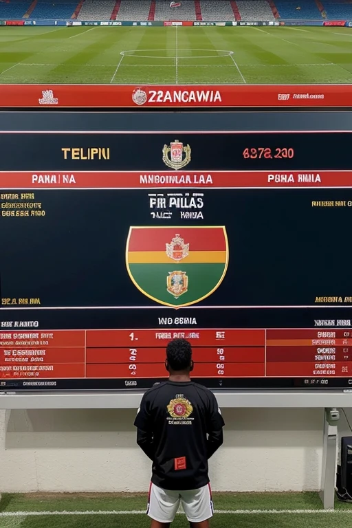 Papua New Guinea national football team logo on an electronic scoreboard