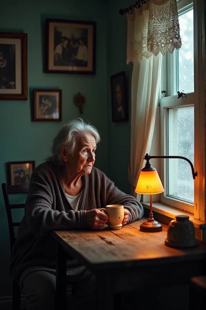Old sad mom