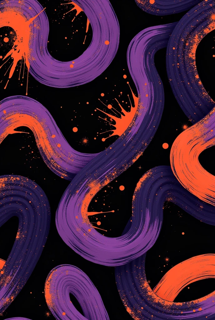 Create a pattern for a t-shirt with the following colors: purple, black and orange