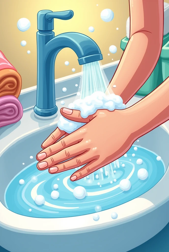 hand washing illustration with soap