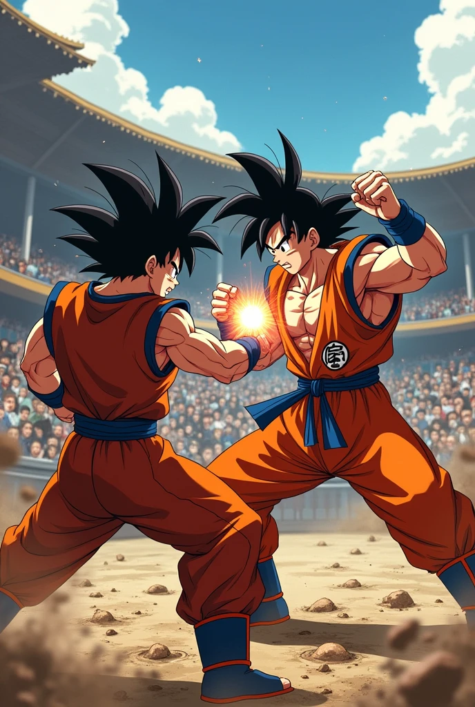 Goku punching through Baki's chest