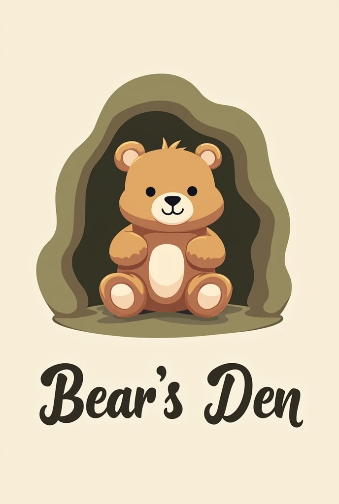 Simple logo for a custom stuffed bear shop called Bear’s Den