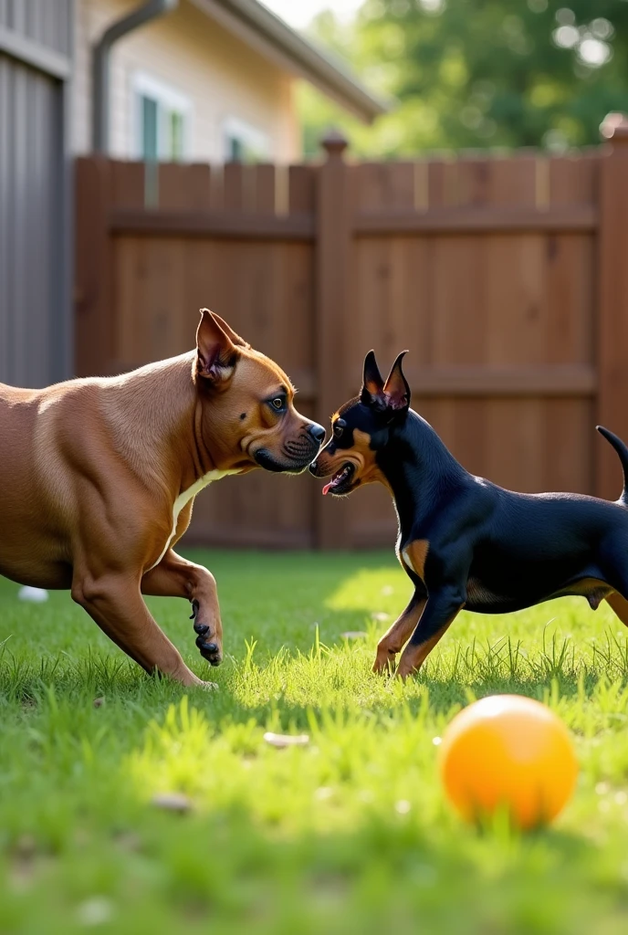 Crie um Pit Bull vs um Pincher, Pincher wins the fight