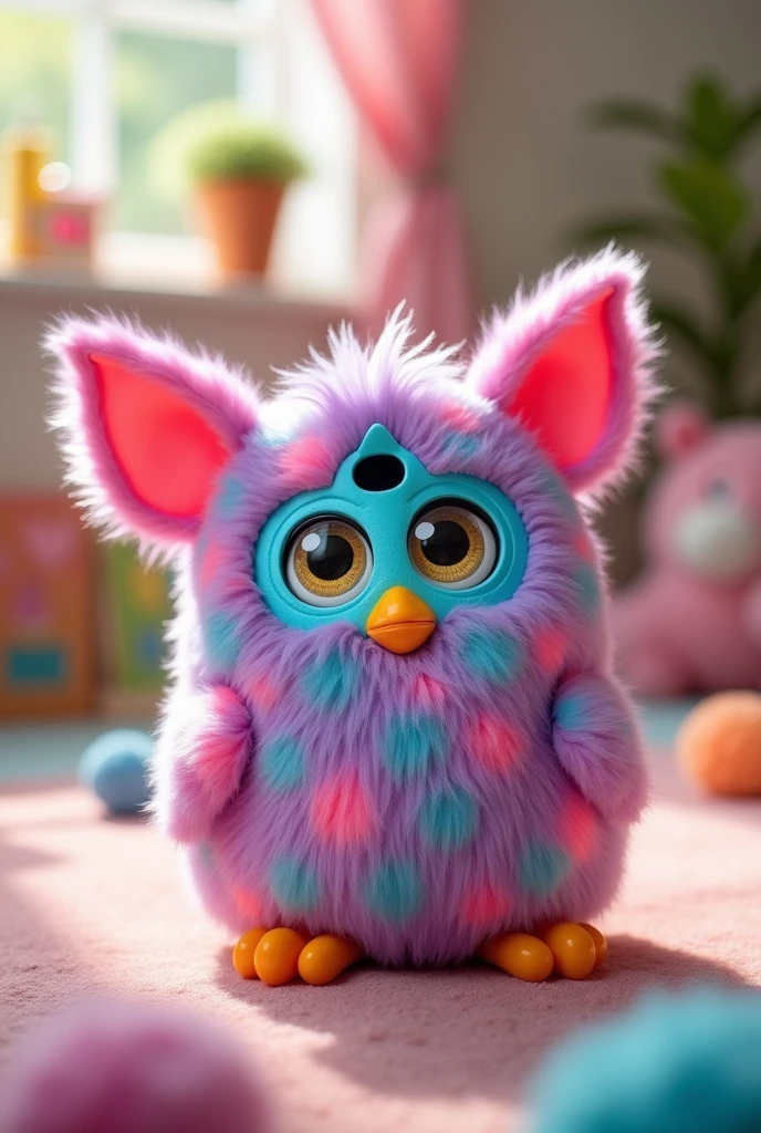 Image looks like a professional photograph of a Furby 
