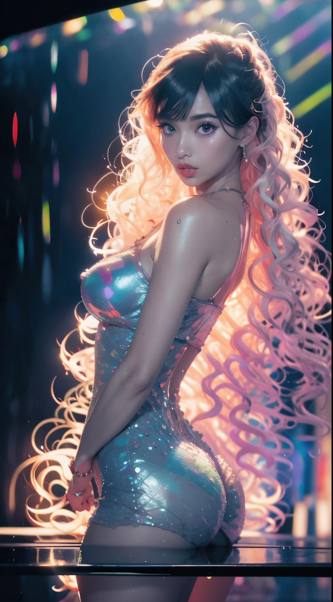 body filled with colored liquid, Normal human body structure,(8K, RAW photos, Reality:1.25) ,( Lip Gloss, eyelash, Shiny face, Smooth skin, best quality, Ultra-high resolution, Depth of Field, Chromatic Aberration, Caustics, Wide-angle light, Natural shadows, Korean Idol) whole body,