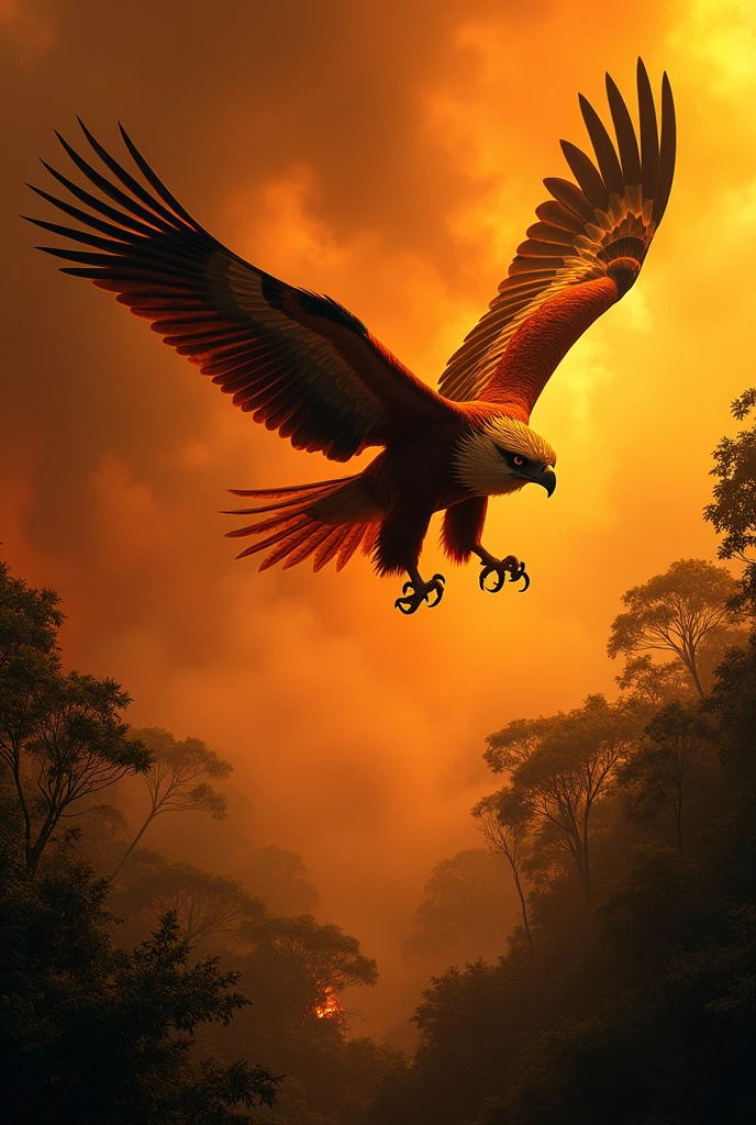 Burning Philippine eagle