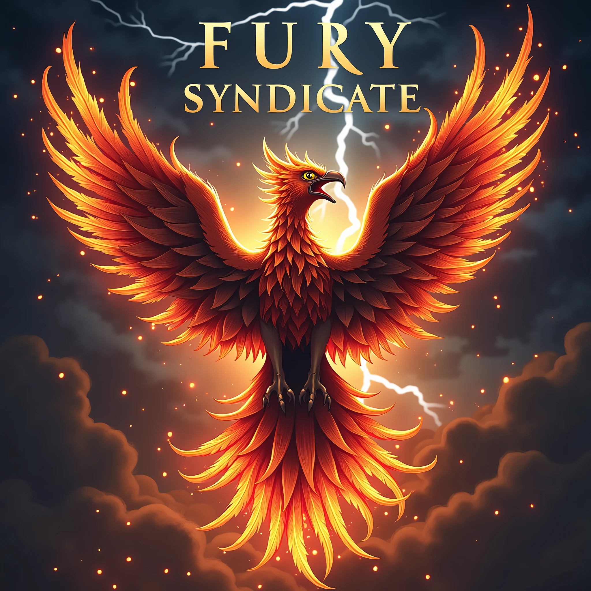 create a banner for a guild whose name is "Fury Syndicate" , symbolizing strategy, organization and fury