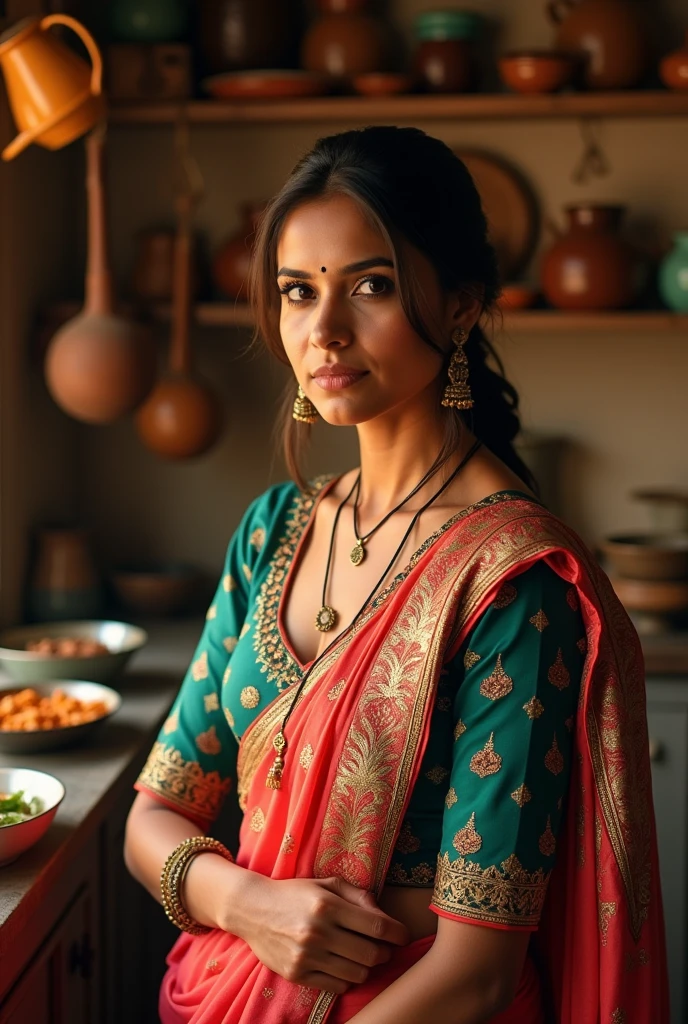 Indian housewife silk blouse hoi boobs