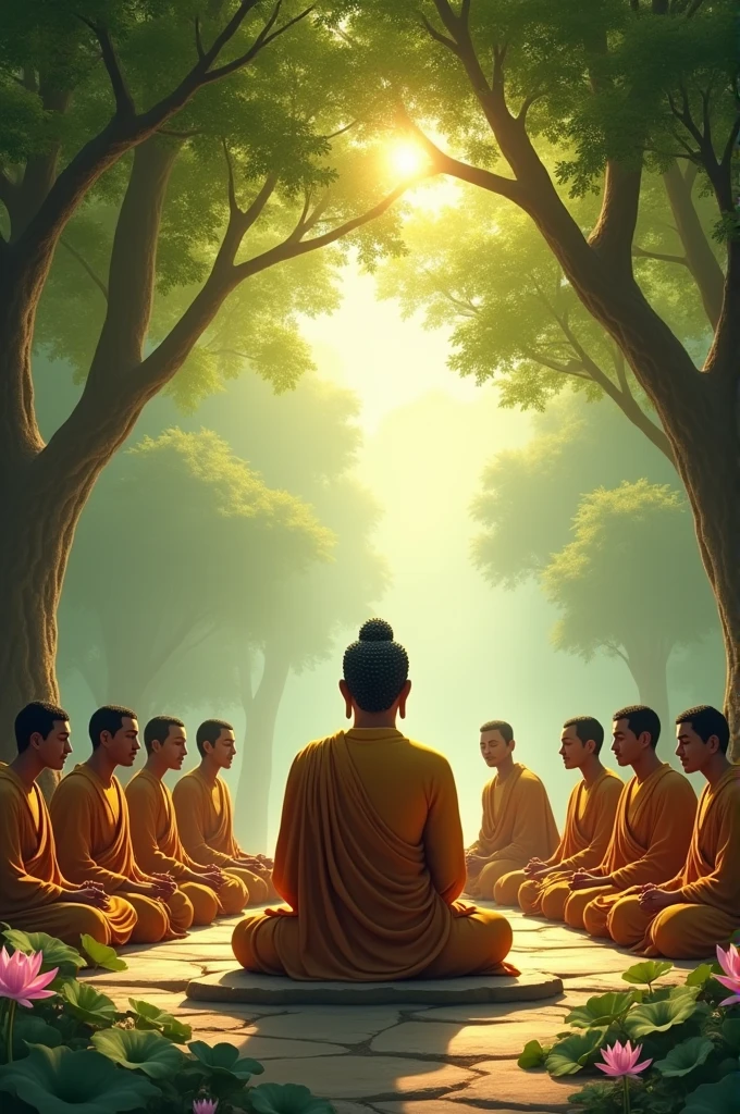 Gautam buddha advising to his many
sishya 16:9 image