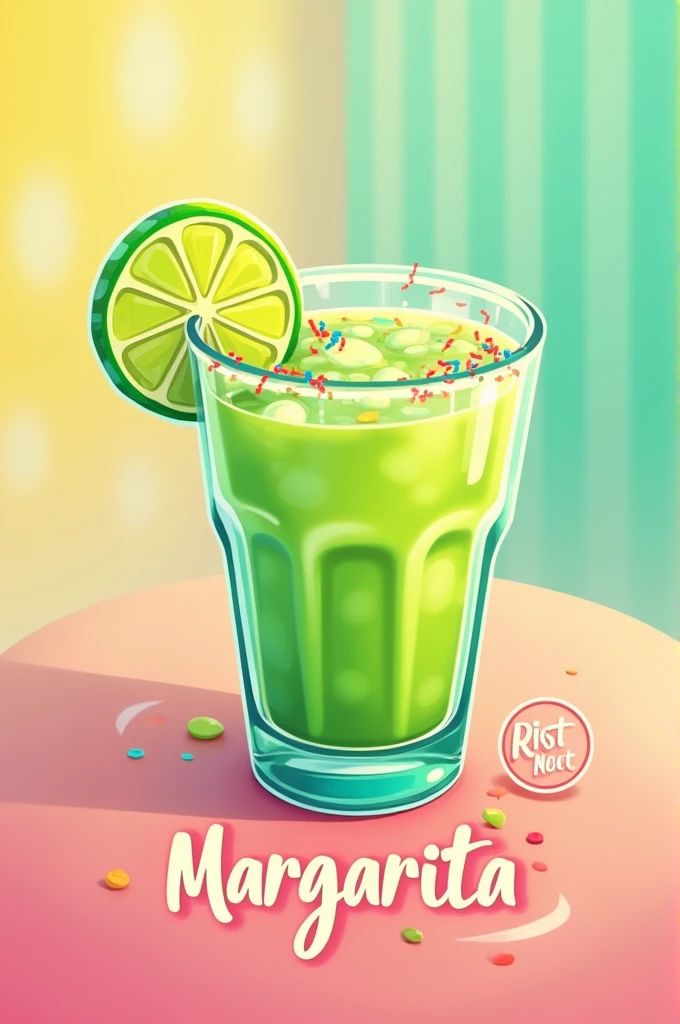 Animated style logo with pastel colors for a margarita restobar