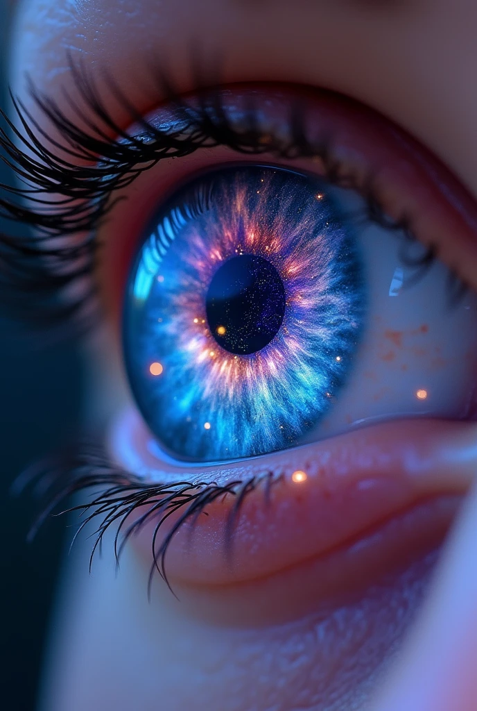 galaxy inside a human eye. 8k hyperrealistic photo