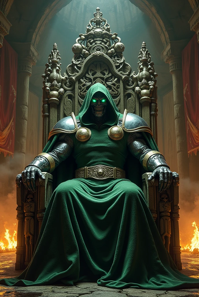 Doctor Doom on his bone throne