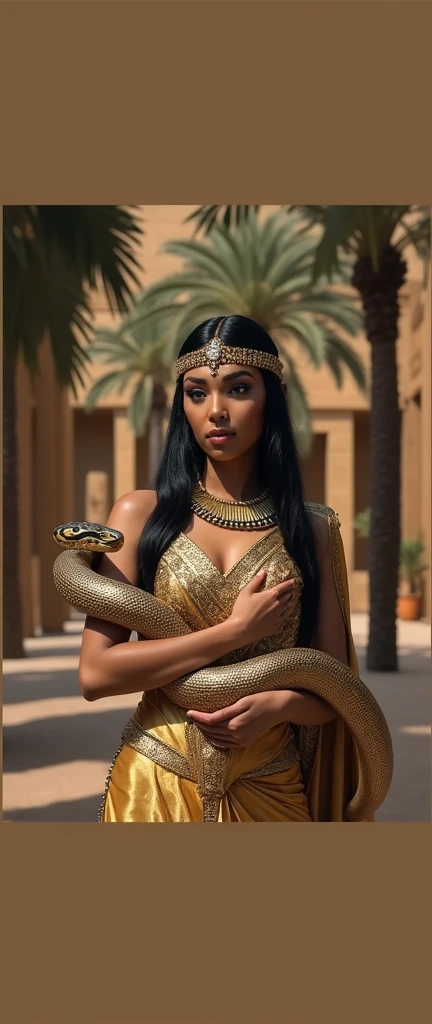 Cleopatra full length. empowered, beautiful and sensual and with a snake.