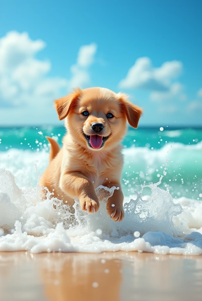 Puppy function spinning in the sea