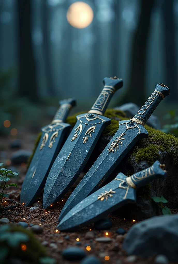 Shurikens and daggers made entirely of stone 