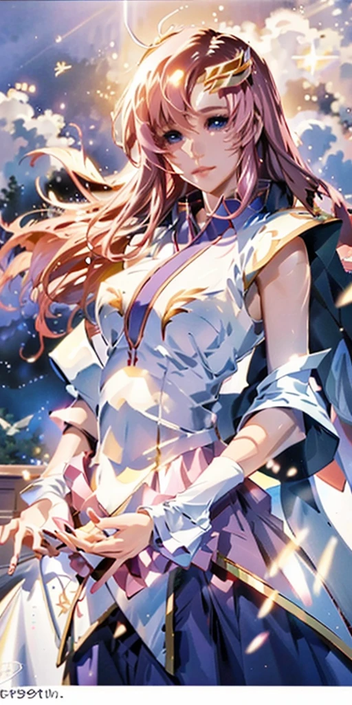 32K，超High resolution，超Highest quality，masterpiece，Hyperrealistic，〜20-year-old female，Full body photo，Full body angle，Whole Body Ezbian，Surreal，Very detailed:1.3，Ultra-realistic:3.0，masterpiece,Detailed eyes,Detailed skin,Detailed face,Shiny skin,Detailed Hair,White skin,Perfect lighting,Glossy Lips,wallpaper,京都animeーション, animeカラーリング  ，Produced by Sunrise，BANDAI NAMCO，Klein Lake,Gundam SEED，In 2011〜2024 Era \(style\),((Lacus Clyne))，masterpiece, Highest quality, High resolution, anime, Lacus 1, One person, alone, Pink Hair, Straight hair, hair ornaments, White sleeves, blue eyes, White Dress, Purple Skirt, Yukata，Swimsuit，Yukata， Very long hair, Bare shoulders, Large Breasts, smile, ((Gundam SEED)), In the water lake,retro artstyle,Starry Skyの下，The fireworks are blooming，Great quality, Unbelievably absurd, Very detailed, 2.5D, delicate and dynamic, church, Brightly colored stained glass, Small faint lights and flying fireflies, night, Starry Sky, milky way, nebula, shooting star, Flowers, bird, Wind and Moon, Very delicate facial expressions, Delicate eye depiction, Upper body close-up, erotic, Only sexy women, Healthy body shape, bride, Large, firm, swaying bust, Colorful Tiaras, Long wedding dress with complex structure, Colorful long wedding dresses, See-through long ruffle wedding dress, Extra long cape from head