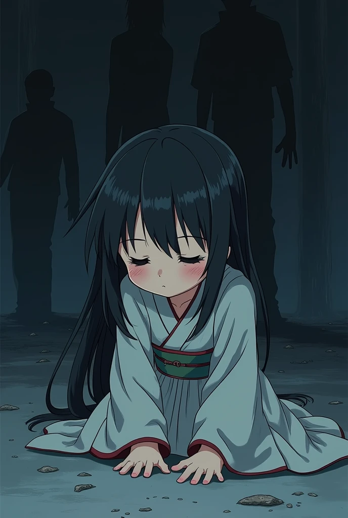 Line stamp、、anime、cute、Japanese、kimono、Prostration、3:3、、apology、Three fingers、cry、Close ~ eyes、injury、darkness、Illness、fear、Horror、tears、Exhaustion、weak、Corpse、Alluring